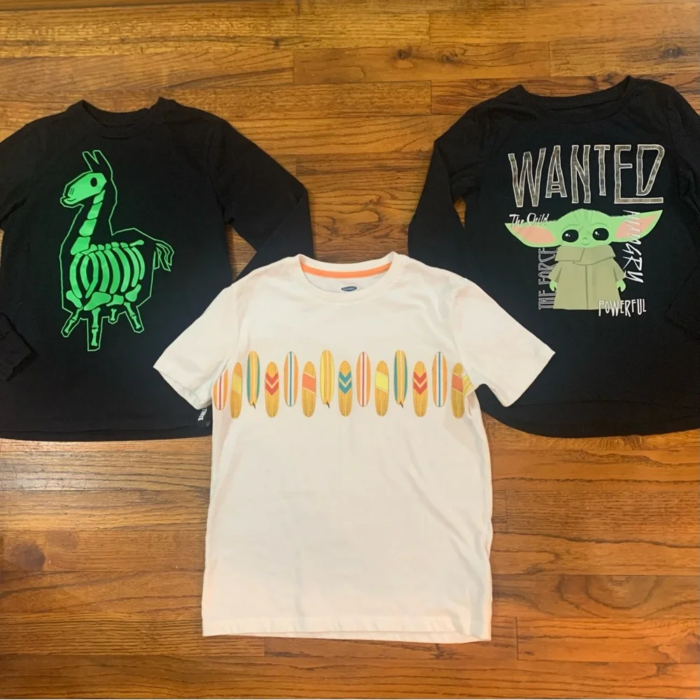 Little Girls 3 Pc Shirt Top Blouse Bundle Fortnite Star Wars Surfboard Medium